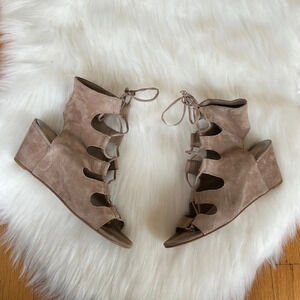 Dolce Vita nude suede cut out lace up sandal wedge